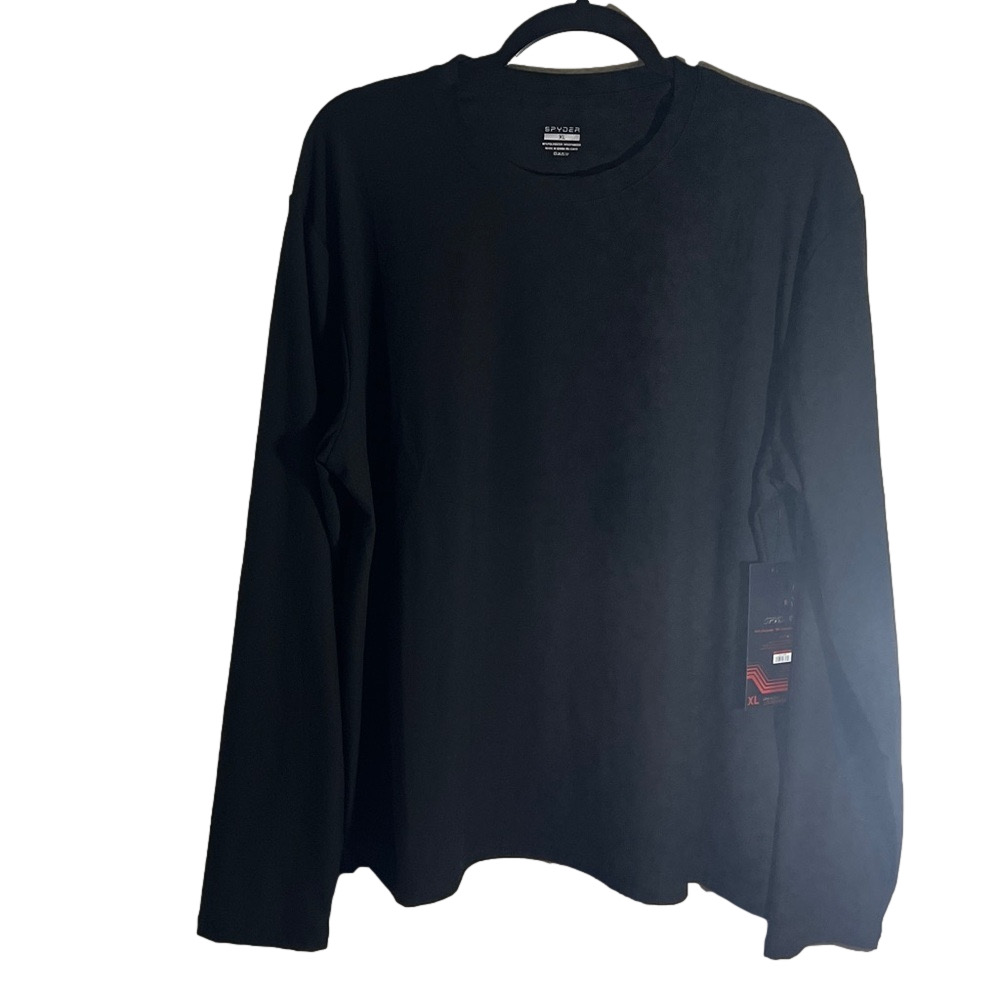 Spyder Men's Classic Black Long Sleeve Tee size XL loungewear Cabincore comfy